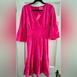 LILLY PULITZER Cecelia Dress Pink Tango lace